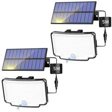 2 Pack Solar Motion Lights Outdoor, 318 LED Solar Security Light with 3 Modes...
