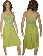 Evening Shade Child Large Dance Costume Green Glitter Lyrical Ballet Dress New