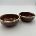 VTG Lot of 2 Kathy Kale Pottery USA Brown Drip Glaze Bowl 5.25 Cereal Bowls MCM