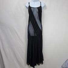 Vtg Fredericks of Hollywood 1X Lingerie Maxi Dress Slip Nightgown Sheer Black
