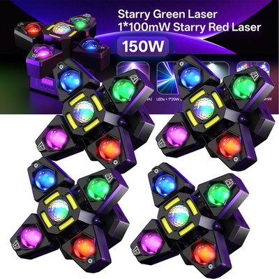 RGBW disco lights Laser Strobe Light 150W 4in1 Beam Remote R&G starry sky effect