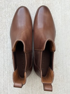 $295 COACH Dalton Smooth Leather Chelsea Boots Dark Saddle Brown Men\'s Size 12 D $295 COACH Dalton Smooth Leather Chelsea Boots Dark Saddle  main image 3