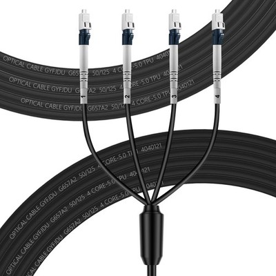 4-Core OS2 LC-LC Armored Outdoor Fiber Optic Cable 9/125um 100m TPU