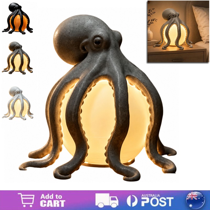 Resin Octopus Coastal Decor Table Lamp Ambient Night Light for Bedroom Bedside