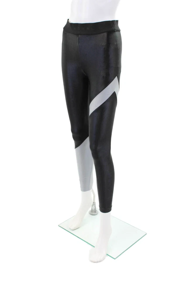 Leggings deportivos de tiro alto Koral para mujer negros plateados talla pequeña Foto 2 de 3