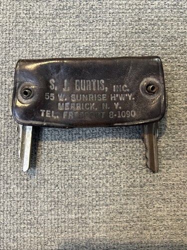 Antikes Packard Leder Schlüsseletui - S. J. Curtis 55 Sunrise Hwy, Merrick, NY - Bild 3 von 8