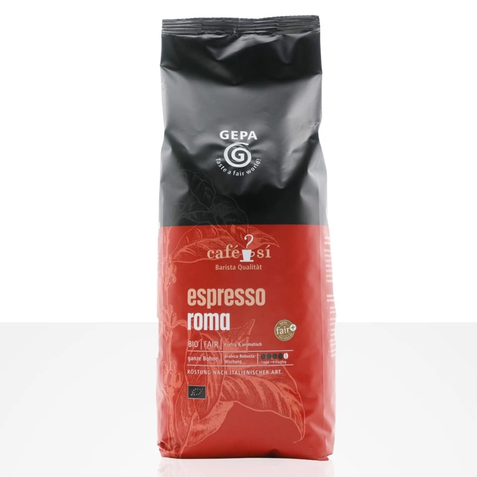 Gepa Cafe Si Espresso ROMA Fairtrade Kaffee 1kg Kaffeebohnen