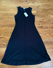 A New Day NWT Jersey Tank Black Dress XS Minimalist Stretch Midi A line Pullover