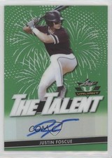 2020 Leaf Valiant The Talent Green Prismatic 6/99 Justin Foscue #TT-JF1 Auto v1x