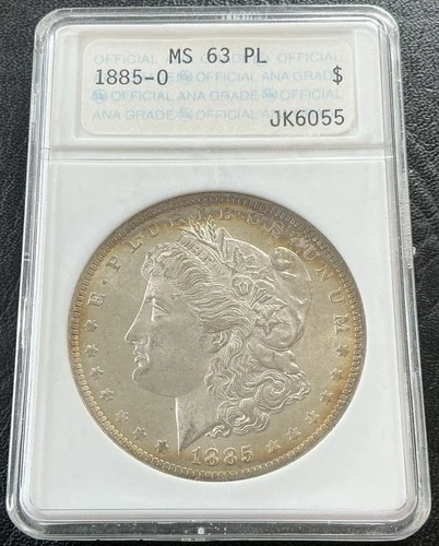 1885-O Ms-63PL Ana Old Holder Morgan Silver Dollar Toner