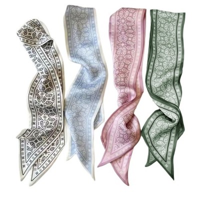 Multipurpose Cashew Print Scarf Hair Ornament Bag Accessory Silk Like Texture