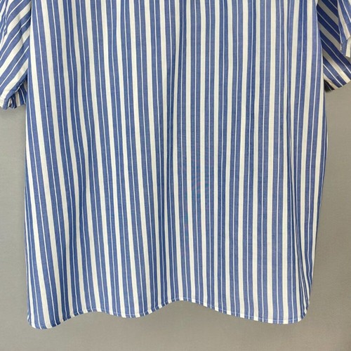 Vintage 90s Striped Shirt Button-Up Men FLAWS Short Sleeves Blue White Vertical - Picture 6 of 13