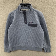 Patagonia Sweatshirt Womens Medium Blue Organic Cotton Quilt Snap-T Pullover