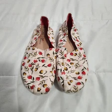 Toms Women's Thankful Canvas Slip On Shoes Size 8.5 Fall Flowers And Acorns