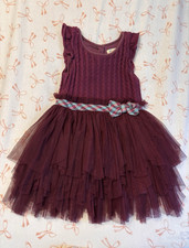 Matilda Jane Purple Plaid Layered Tulle Tutu Dress Girls Size 3 Party Bow Button
