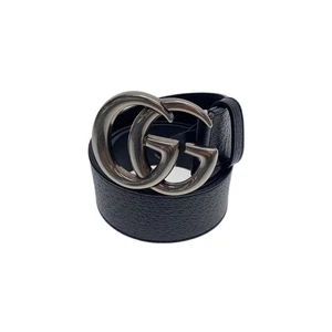 Ceinture Gucci Gg Marmont cuir noir//Slv/plaine/homme