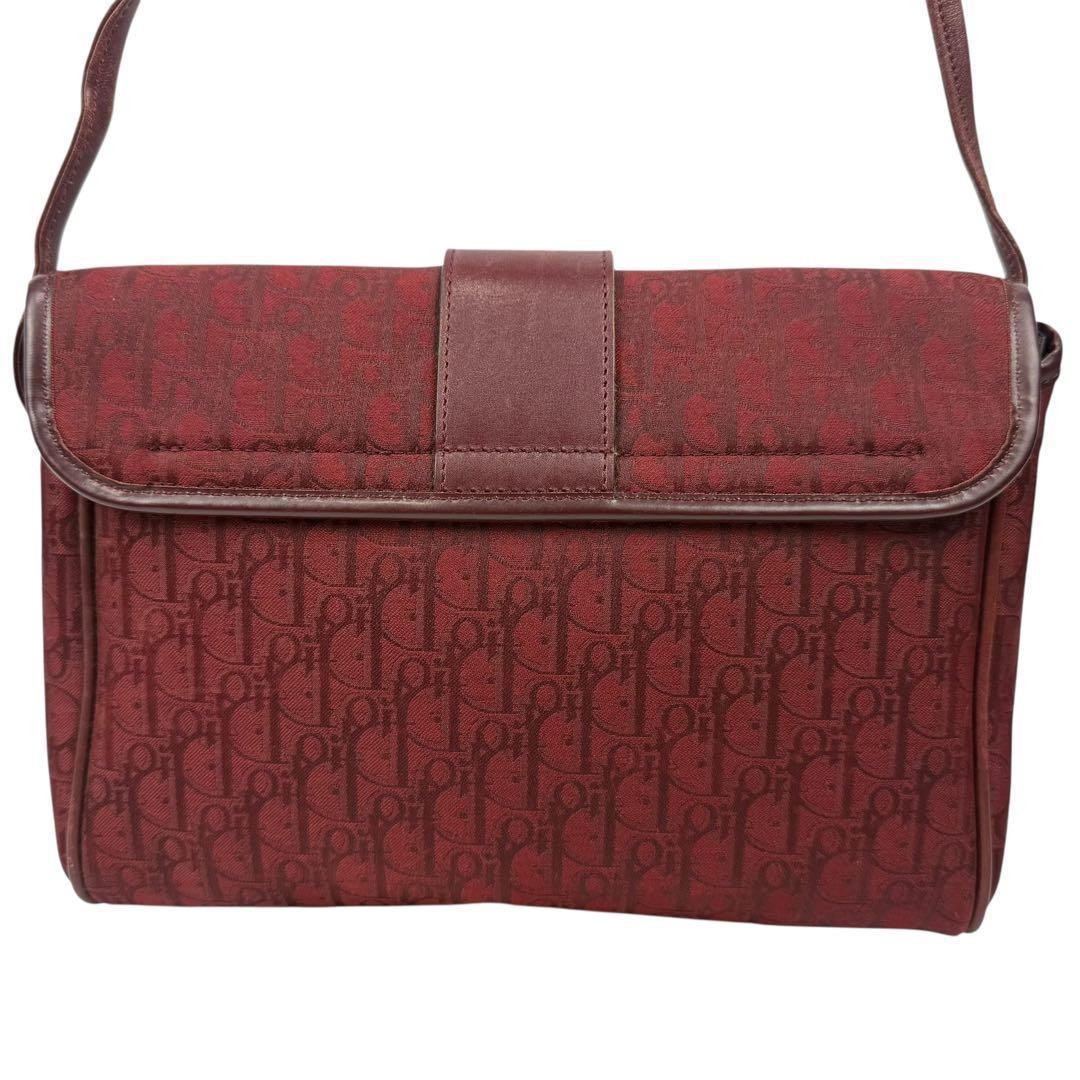 Christian Dior Crossbody Shoulder Bag Canvas Leather Red Gold Logo Authentic thumbnail 4