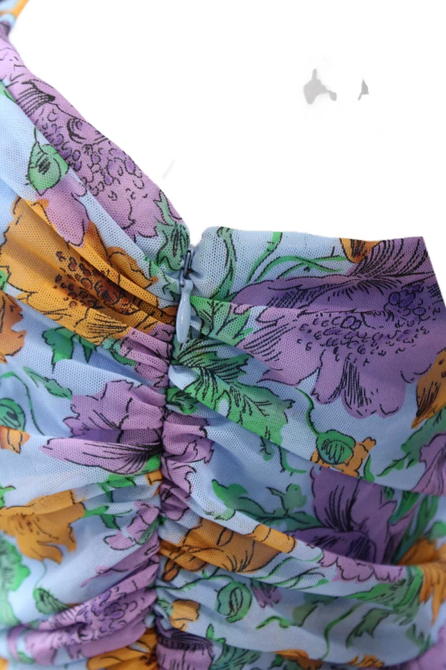 Vestido Veronica Barba Mujer Bodycon Midi Floral Azul Claro Sin Mangas Talla 6 Foto 3 de 4