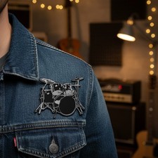 Embroidered Patch Guitar Shape 4x3.125 Black ...