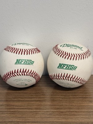 Lot 2 Diamond D1-HS NFHS High School Official Game Baseballs Leather Baseballs