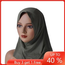 Pull On Hijab Scarf Women Muslim Turban Head Cover Wrap Shawls Islamic Headscarf