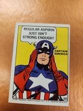MARVEL 1967 STICKER CARD PHILADELPHIA GUM CAPTAIN AMERICA ASPIRIN 50 UNEVEN CUT
