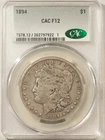 1894 $1 MORGAN DOLLAR - CACG F-12, KEY-DATE, NICE & ORIGINAL, CAC APPROVED!