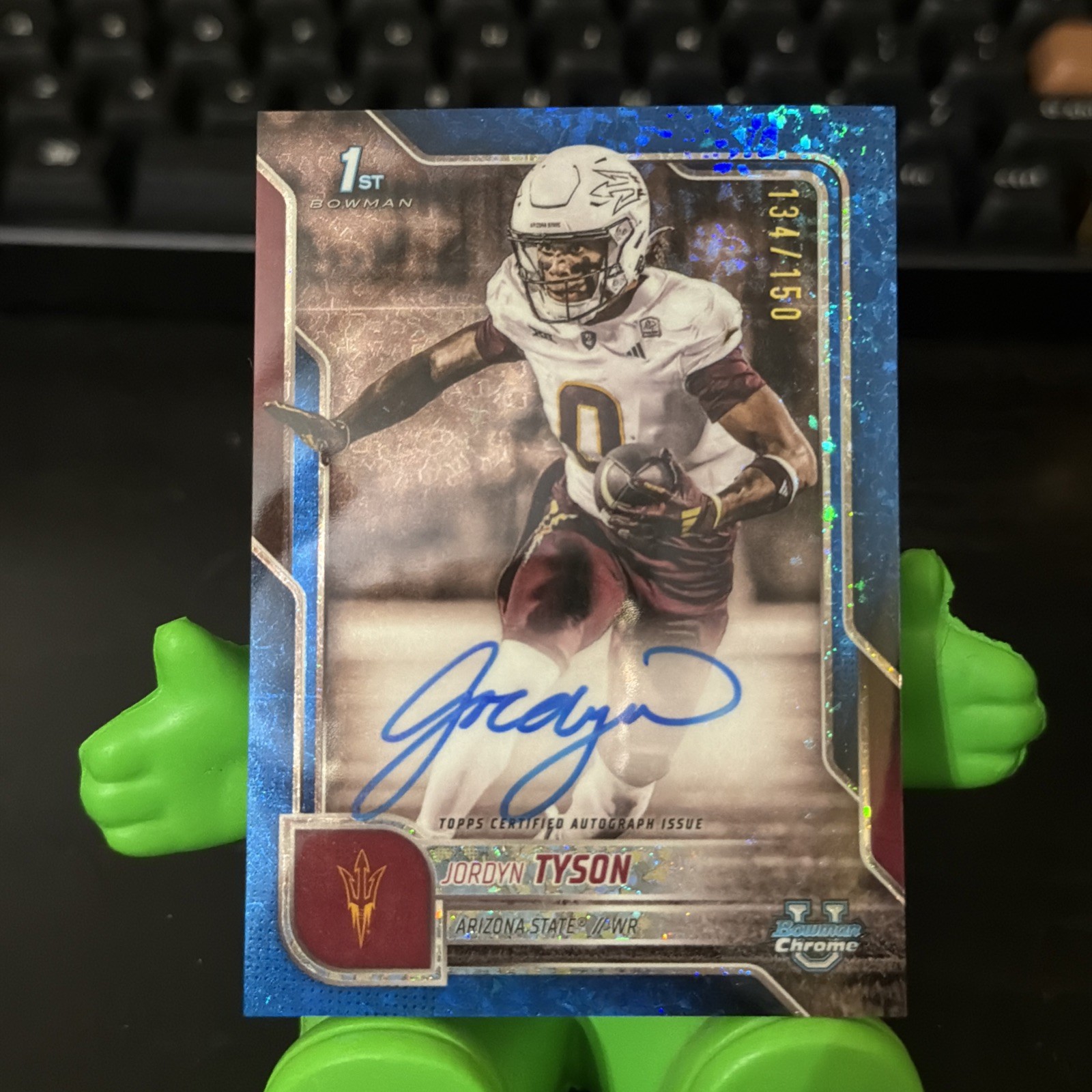 2025 Bowman Chrome U Jordyn Tyson Auto 1st Blue Mini-Diamond Refractor #74/150