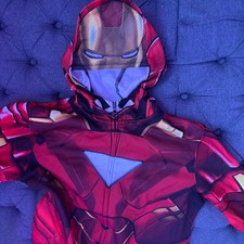 Marvel Iron boy Avengers Hoodie L 10/12 Full Zip Mask Jacket Costume Mad Engine