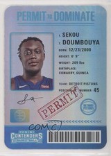 2019-20 Panini Contenders Permit to Dominate Sekou Doumbouya #6 1u0