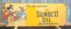 Large Vintage Sunoco Oil Porcelain Metal Gas Sign Disney Mickey Donald Pluto