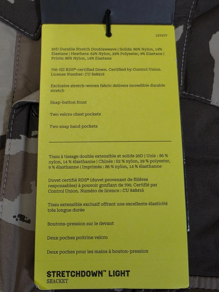 Mountain Hardwear Men's Stretchdown Light Shacket -Medium - Badlands Snowdrifts - Image 4 of 4