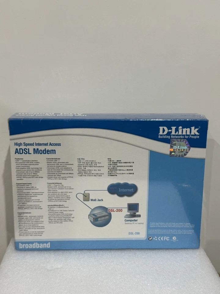 D-Link DSL-200 ADSL Modem High Speed Internet Access with USB Cables - Image 2 of 4