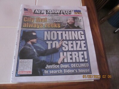 New York Post Wednesday Jan 18 2023 Nothing To Seize Here! and Flip The Birds