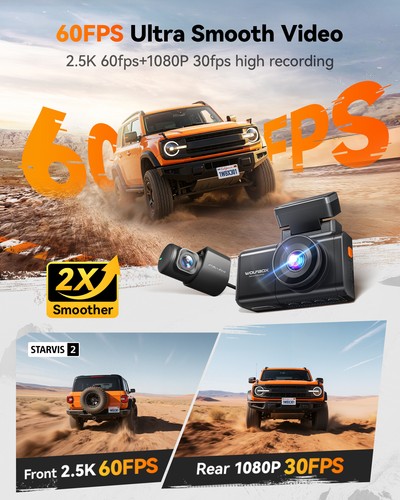WOLFBOX X3 2.5K 1440P 60FPS WiFi Dash Camera, STARVIS 2 IMX675 with ADAS - Picture 5 of 6