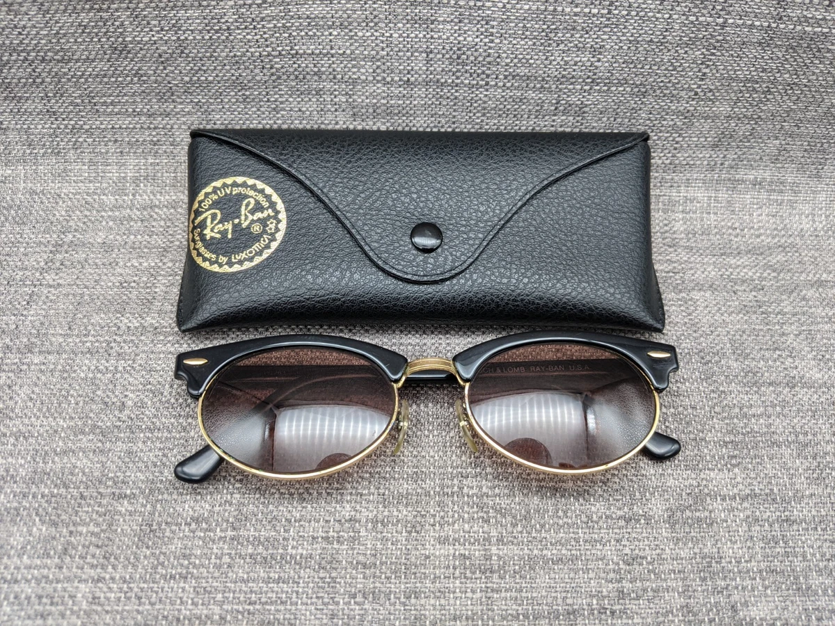Bausch Lomb Ray Ban Vintage Oval Sunglasses W1263 Black