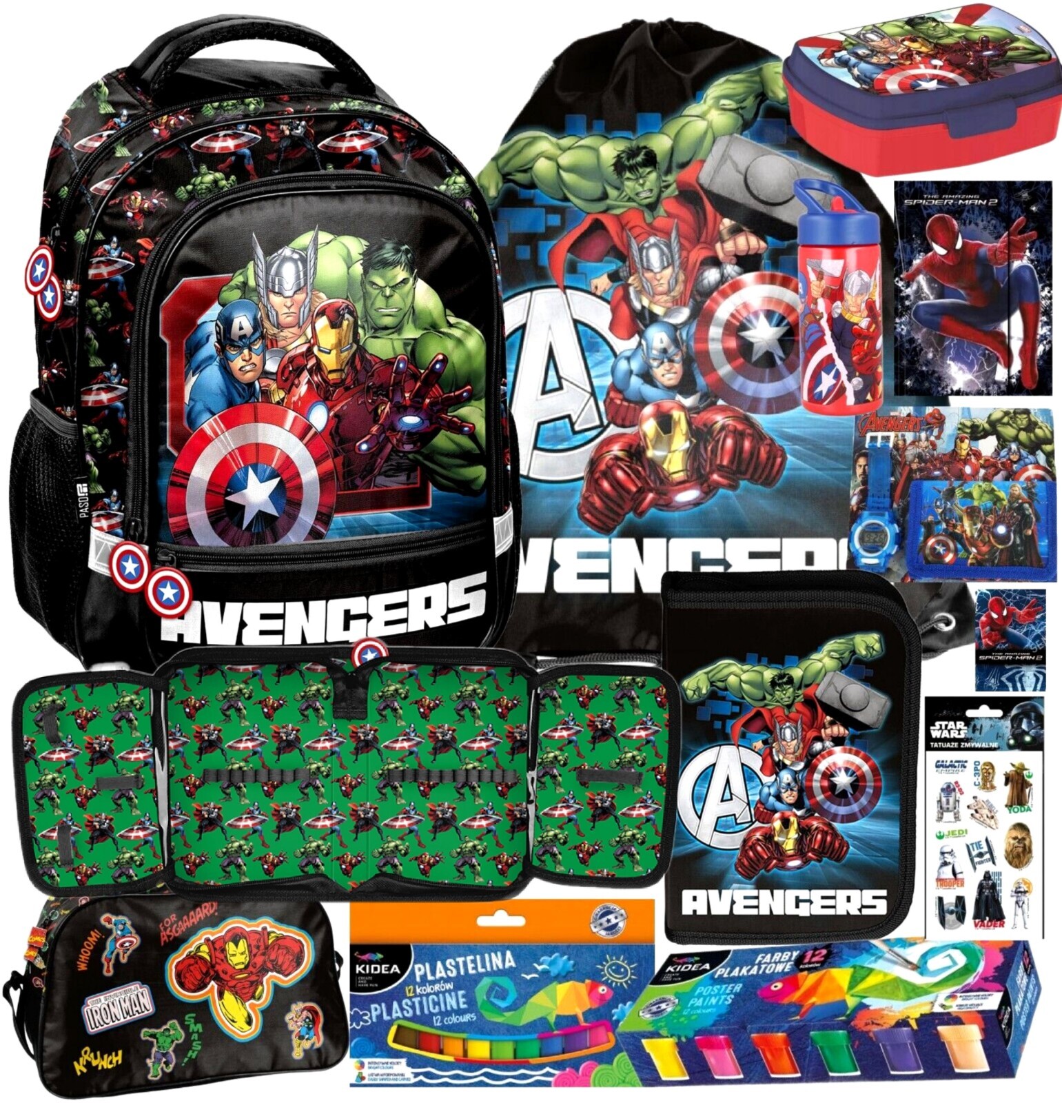 13 PIEZAS Mochila escolar Mochila escolar Mochila escolar IRON MAN hulk Marvel