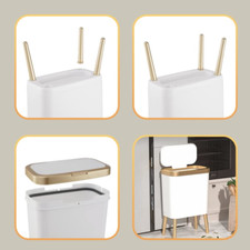 Bathroom Trash Can with Lid, Plastic Garbage Can with Legs, 4 Gallon Gold Tra...