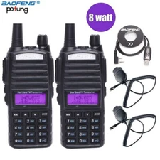 2Pcs Baofeng UV-82 Plus 8 Watts High Power Walkie Talkie Dual Band UV82 Radio