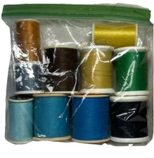 Thread Partial Spools Polyester Mixed Lot of 10 blue green yellow brown orange