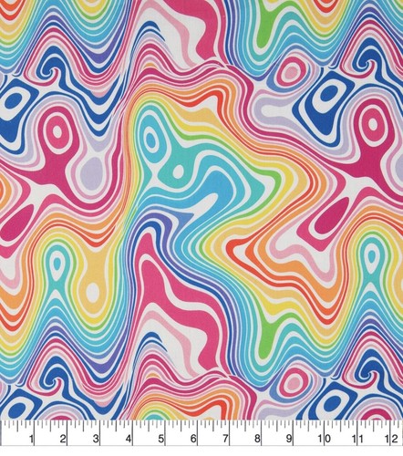 FAT QUARTER PSYCHEDELIC 1970s MOD FABRIC HIP MASK COLORFUL 18X22 100%COTTON - Picture 5 of 9