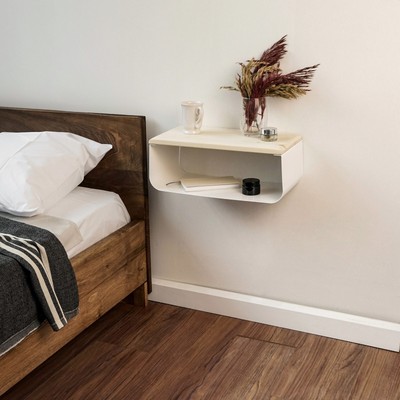 Floating Nightstand with Walnut Top | Modern Bedroom Decor
