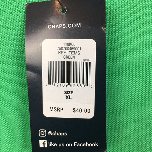 Chaps Poloshirt Herren Gr. XL Grün Kurzarm 2 Knopf Freizeit Baumwolle Neu - Bild 10 von 11