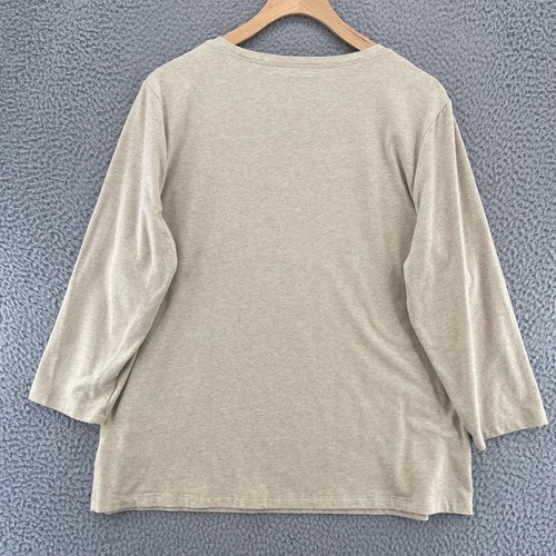 Chicos Top Womens 2 US Large Gold Zenergy Shimmer Studded 3/4 Sleeves Stretch - Picture 3 of 10