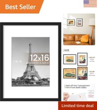 Elegant 12x16 Black Picture Frame - Versatile Display for 8.5x11 Photos