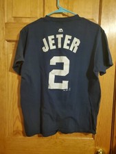 Derek Jeter New York Yankees MLB Majestic Jersey T Shirt Size M