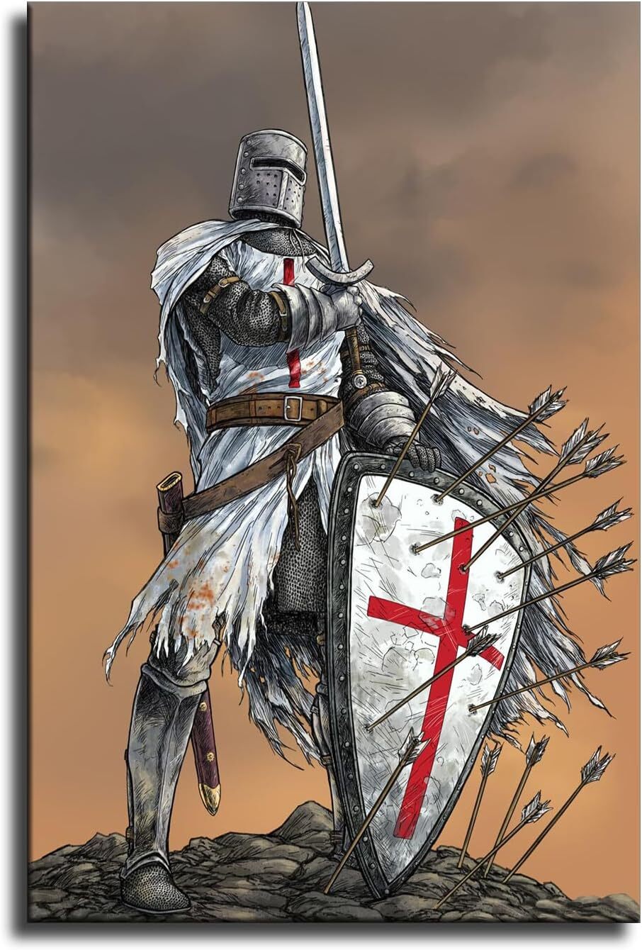 Knights Templar Crusader ArtEuropean Medieval Knights Poster Decorative Painting-image