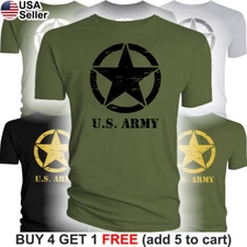 US Army Star T-Shirt USA Military Invasion Logo WWI WWII World War Armed Forces
