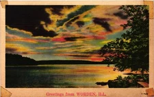 VTG Postcard- 11725. WORDEN, ILL GREETINGS. UnPost 1930