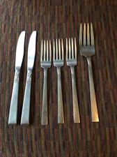 Oneida BROOKWOOD Stainless WM Dalton Rogers Dinner Serving Fork Knife 6 Pcs